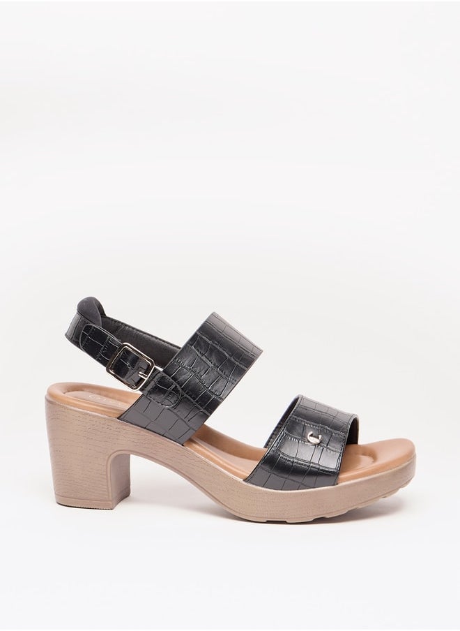 Le Confort Women Textured Block Heel Sandals with Buckle Closure  - Image 3