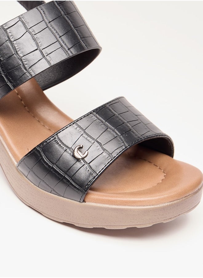 Le Confort Women Textured Block Heel Sandals with Buckle Closure  - Image 5