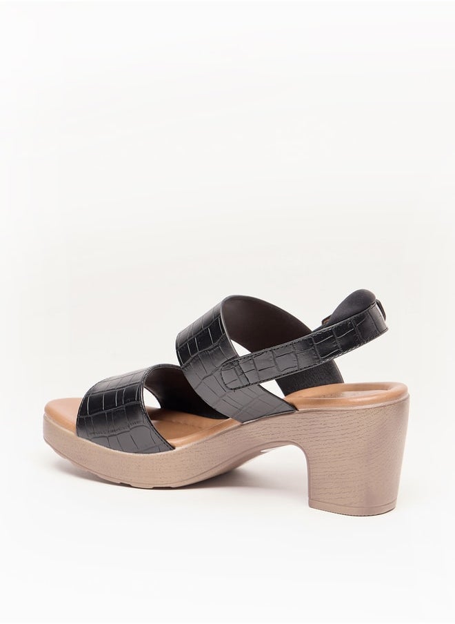 Le Confort Women Textured Block Heel Sandals with Buckle Closure  - Image 2
