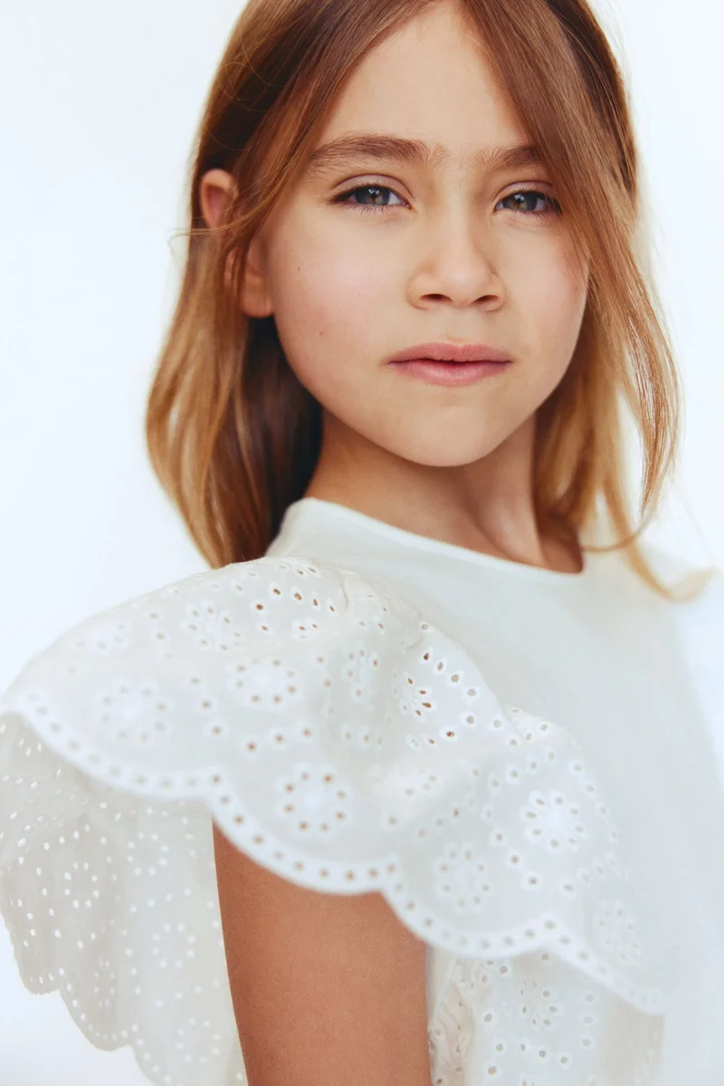 H&M Flutter-sleeved broderie anglaise top