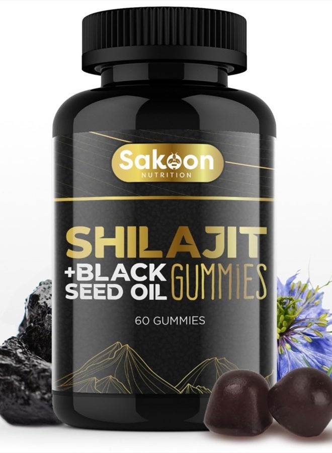 Sakoon nutrition Pure Shilajit Supplement Gummies with Black Seed Oil, High Potency Pure Himalayan Resin for Energy, Immune Support, and Cognitive Function, Lab Tested Chewables - Image 1