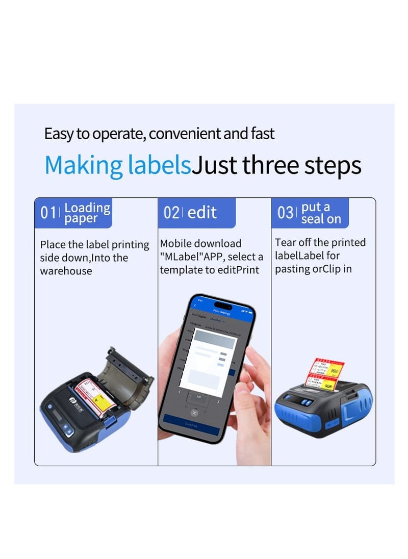 Terabyte - 80mm Receipt Printer Wireless BT Thermal Receipt Printer Mobile Bill Printer Compatible with Android/iOS/Windows System ESC/POS Print Command for Small Business Restaurant Retail PRINT BARCODE AND RECEDIPT ASLO - Image 1