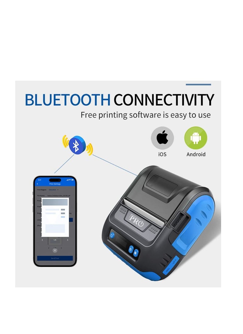 Terabyte - 80mm Receipt Printer Wireless BT Thermal Receipt Printer Mobile Bill Printer Compatible with Android/iOS/Windows System ESC/POS Print Command for Small Business Restaurant Retail PRINT BARCODE AND RECEDIPT ASLO - Image 1