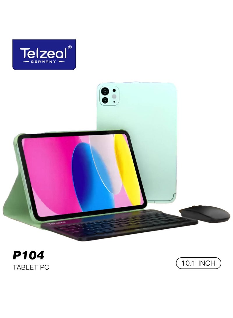 تلزيل تابلت Telzeal P104 بشاشة 10.1 بوصة، يعمل بنظام أندرويد 13، مع شريحتي اتصال، وذاكرة وصول عشوائي (RAM) بسعة 16 جيجابايت، وسعة تخزين قابلة للتوسيع بسعة 1 تيرابايت، وبطارية عالية السعة 10000 مللي أمبير/ساعة، باللون الأخضر - Image 1