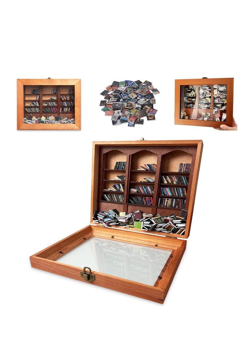 Generic - Anxiety Bookshelf - Shake Away Your Anxiety, Mini Bookshelf Anxiety Reliever, 200 Mini Books, Home Decor for Book Lovers (Brown) - Image 1