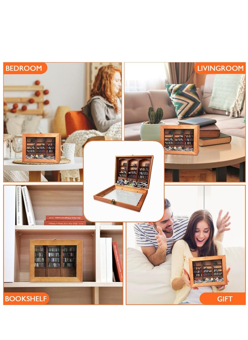 Generic - Anxiety Bookshelf - Shake Away Your Anxiety, Mini Bookshelf Anxiety Reliever, 200 Mini Books, Home Decor for Book Lovers (Brown) - Image 1