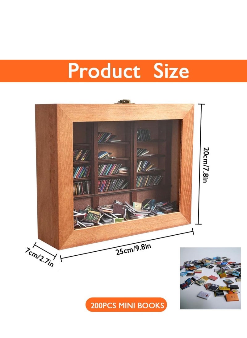Generic - Anxiety Bookshelf - Shake Away Your Anxiety, Mini Bookshelf Anxiety Reliever, 200 Mini Books, Home Decor for Book Lovers (Brown) - Image 1