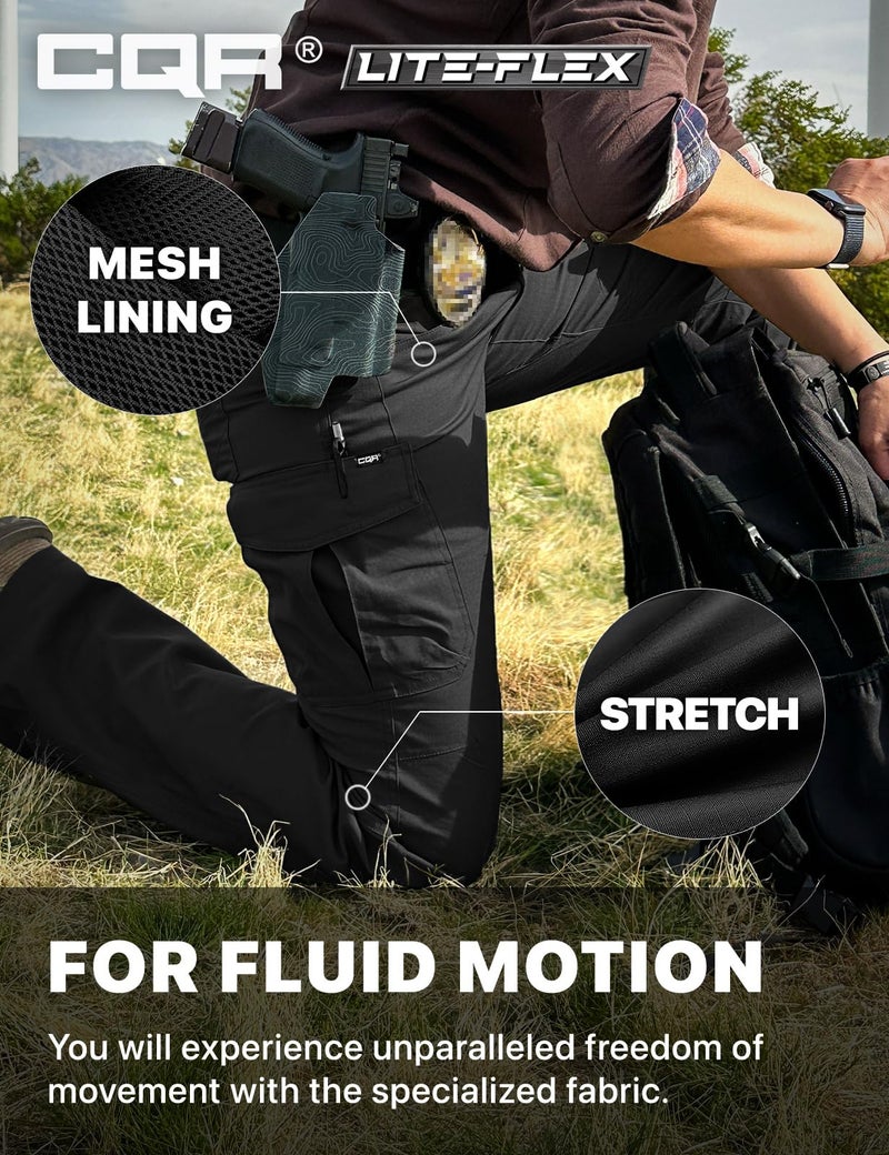 CQR Women's Flex Stretch Tactical Pants, Water Resistant Ripstop Cargo Work Pants with Pockets for Outdoor & Hiking, Vanguard Black, 18 - Image 5