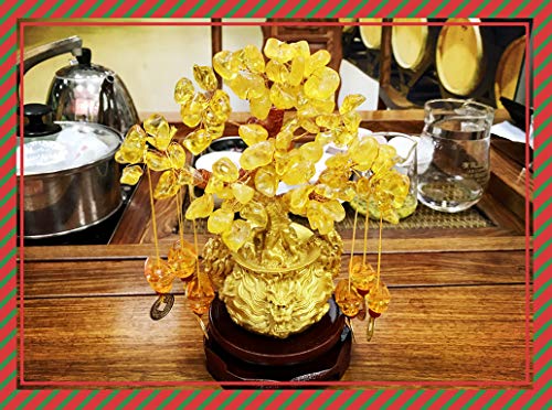 Picmoo Feng Shui Yellow Crystal Tree/Yellow Crystal Money Tree and Yellow Crystal Tree, Faucet Crystal Tree/Chinese Dragon Fortune Crystal Tree/Gift Tree (Yellow) - Image 4