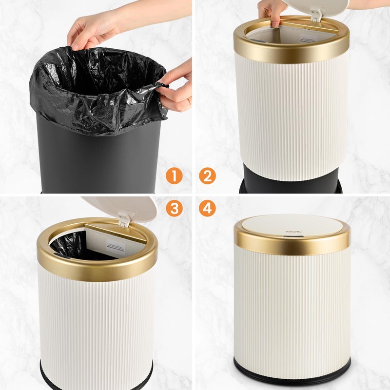 Pukomc Bathroom Trash Can with Lidï¼Œ3.5 Gallon Motion Sensor Waterproof Touchless Garbage Can, Smart Plastic Trash Bins Suitable for Kitchen, Bathroom, Bedroom, Living Room, Office Beige - Image 4