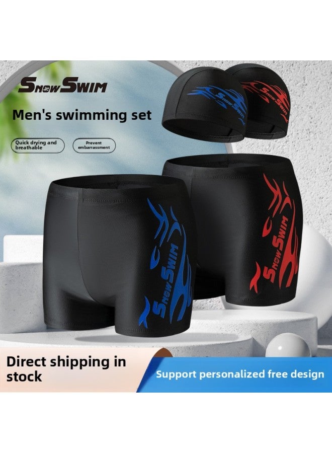 إسكدنيا سراويل سباحة رجالي من البوليستر لهب من Direct ملابس سباحة ربيعية مريحة مقاس كبير للكبار سريعة الجفاف، بدلة سباحة - اللون: أزرق لهب، سراويل سباحة - - Image 2