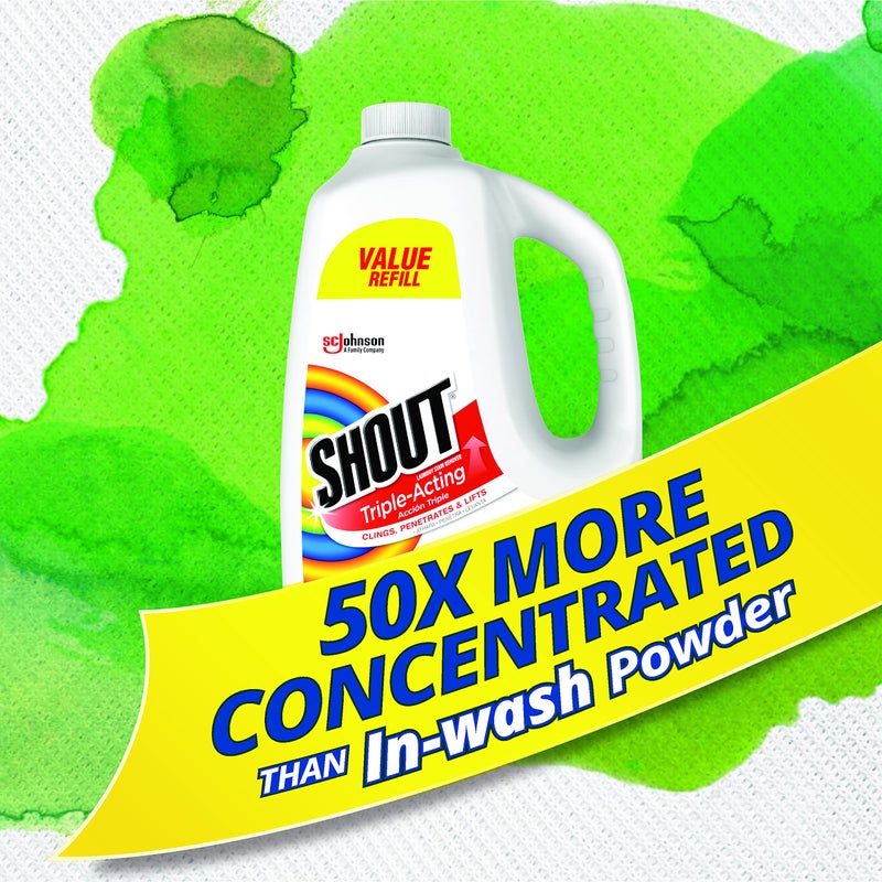 Shout Active Enzyme Laundry Stain Remover Spray for Clothes, Triple-Acting Formula Clings, Penetrates, and Lifts Tough & Everyday Stains - Prewash Refill 60oz (1.7L) - Image 4