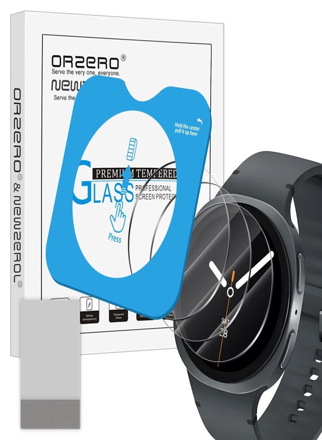 Orzero أورزيرو (3 عبوات) واقي شاشة زجاجي مقسى متوافق مع ساعة سامسونج جالاكسي 8 40 مم، واقي شاشة مع أداة محاذاة تلقائية 9 صلابة HD مضاد للخدش خالي من الفقاعات - Image 1