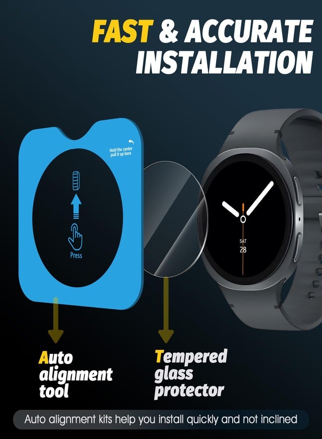 Orzero أورزيرو (3 عبوات) واقي شاشة زجاجي مقسى متوافق مع ساعة سامسونج جالاكسي 8 40 مم، واقي شاشة مع أداة محاذاة تلقائية 9 صلابة HD مضاد للخدش خالي من الفقاعات - Image 3