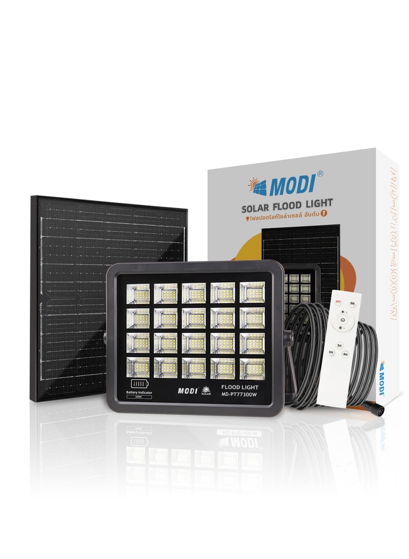 MODI 300W Solar Flood Lights Outdoor, Street and Area Lighting, Dusk to Dawn, IP65 Waterproof, 800 Lumen Light Sensing, Remote Control - Image 2