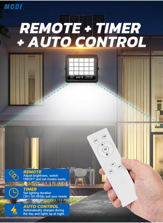 300W Solar LED Flood Light – IP66 Waterproof Outdoor Security Light with Smart Remote & Dusk-to-Dawn Sensor - view 5