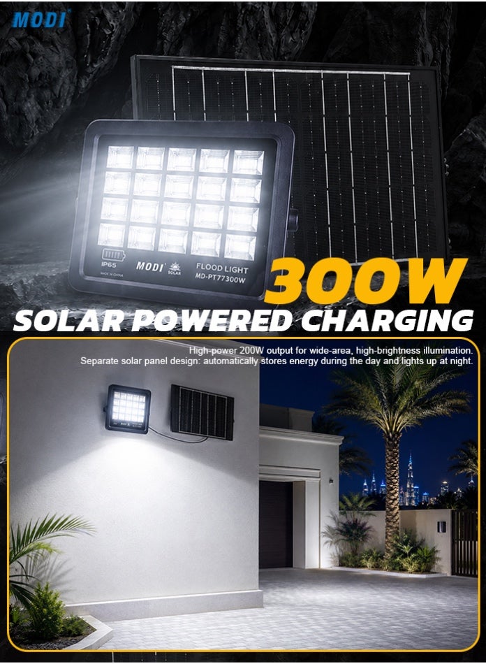 MODI 300W Solar LED Flood Light – IP66 Waterproof Outdoor Security Light with Smart Remote & Dusk-to-Dawn Sensor - Image 5