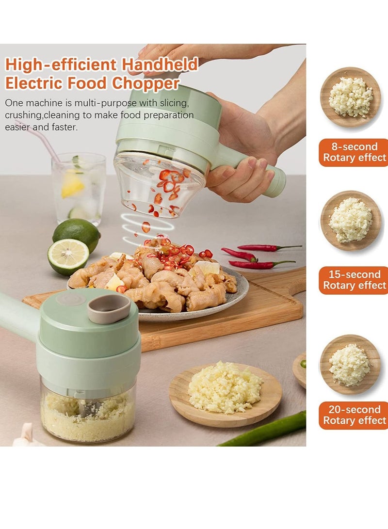 مجموعة قطاعة طعام كهربائية محمولة 4 في 1، قطاعة خضروات لاسلكية، قطاعة خضروات ومفرمة لحم مزودة بمنفذ USB لطهي المطبخ - Image 5