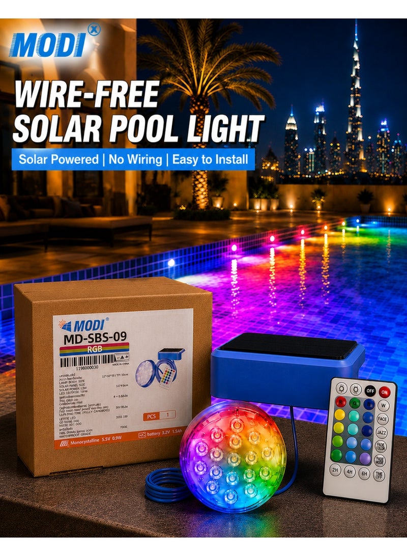 MODI Solar pool light IP68 waterproof pool light 16 color underwater pool light, suitable for ground swimming pools and ponds - Image 1