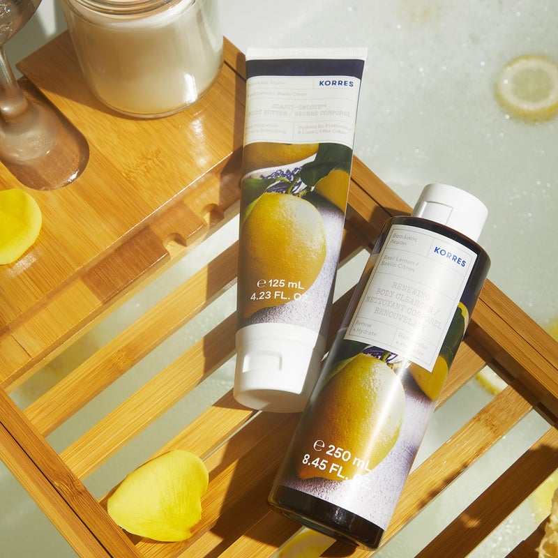 KORRES Elasti-Smooth Basil Lemon Body Butter With Shea Butter, Squalane And Greek Safflower Oil For Velvety Skin Texture, Fast Absorbing Whipped Moisturizer With Herbal Citrus Scent, 4.23 Fl Oz - Image 2