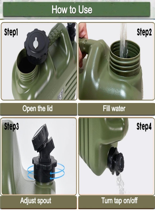 Nasmodo 12L Camping Water Can with Tap Portable Camping Picnic Hiking Camping Water Tank Storage Container for Travelling Water Camper Dispenser Barrel with Faucet (Green) - Image 5