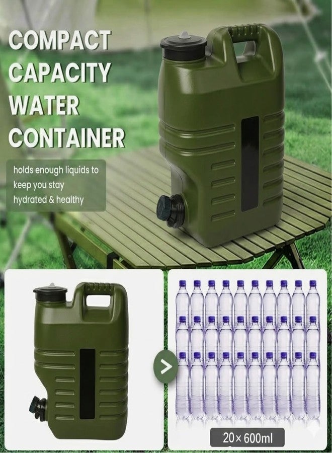 Nasmodo 12L Camping Water Can with Tap Portable Camping Picnic Hiking Camping Water Tank Storage Container for Travelling Water Camper Dispenser Barrel with Faucet (Green) - Image 4