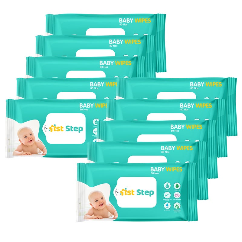 1st Step Baby Wet Wipes Enriched With Aloe-Vera And Jojoba Oil (80Pcs, Pack Of 10) - Image 5