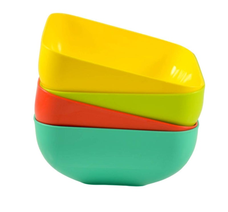 NOBILEA Plastic Set of 4 Unbreakable Unique Shaped Colorful Microwave Safe Cooking Mixing and Serving Bowls Set for DessertCakeFoodSnacksDry Fruits Freezer Safe for Kitchen Square 1500 ml - Image 4