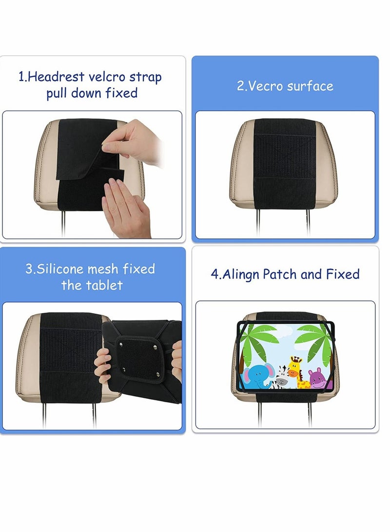 Captaintech Car Headrest Mount Holder, Car Tablet Holder Back Seat, Anti-Slip and Silicone Strap Holding, Net Universal Tablets Mount, Fits All, for Kids 360 Adjustable Tablets Holder  - Image 5