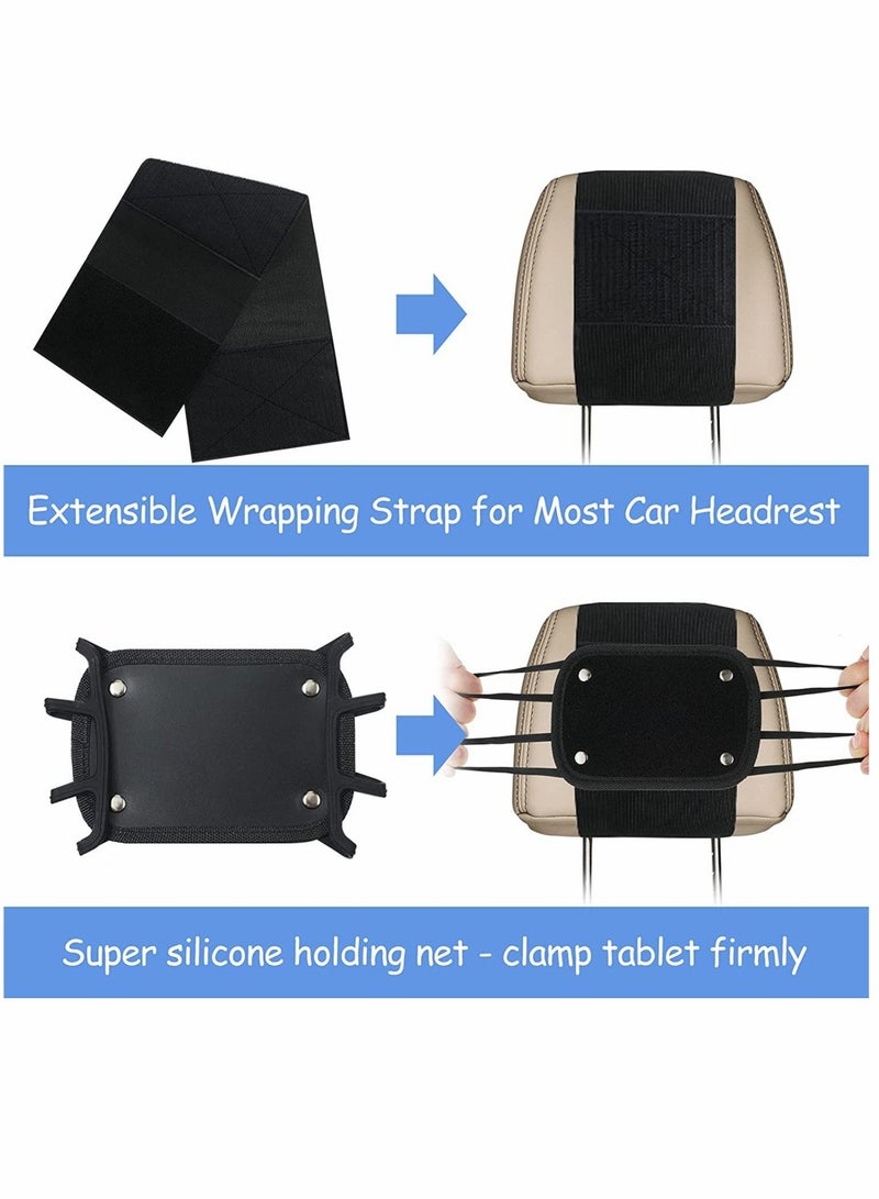Captaintech Car Headrest Mount Holder, Car Tablet Holder Back Seat, Anti-Slip and Silicone Strap Holding, Net Universal Tablets Mount, Fits All, for Kids 360 Adjustable Tablets Holder  - Image 3
