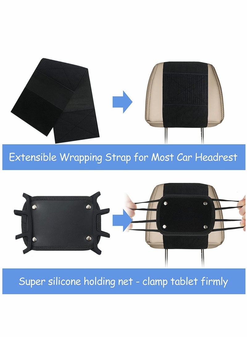 Captaintech Car Headrest Mount Holder, Car Tablet Holder Back Seat, Anti-Slip and Silicone Strap Holding, Net Universal Tablets Mount, Fits All, for Kids 360 Adjustable Tablets Holder  - Image 4