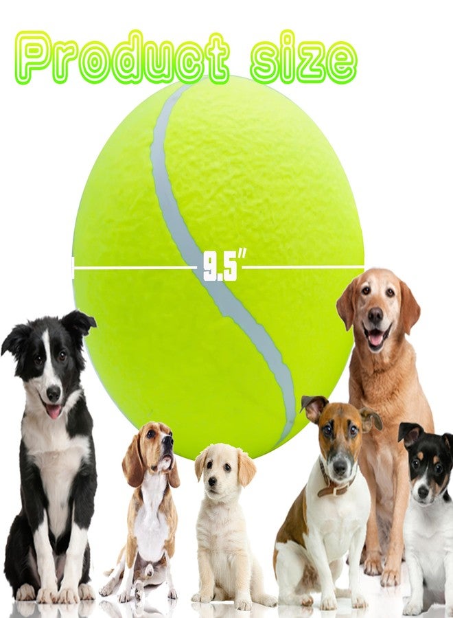 Banfeng Giant 9.5" Dog Tennis Ball, 2 Pack Oversize Interactive Puzzle Toy with 1*Ball Pump + 1*Needle for Small, Medium, Large Dogs (2 Pack Yellow with Pump) - Image 2