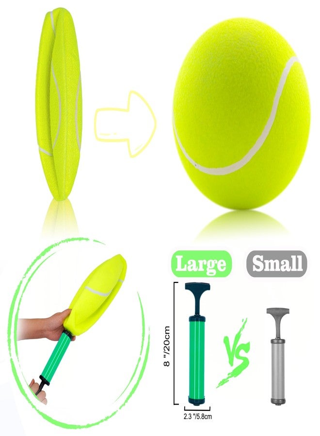 Banfeng Giant 9.5" Dog Tennis Ball, 2 Pack Oversize Interactive Puzzle Toy with 1*Ball Pump + 1*Needle for Small, Medium, Large Dogs (2 Pack Yellow with Pump) - Image 3