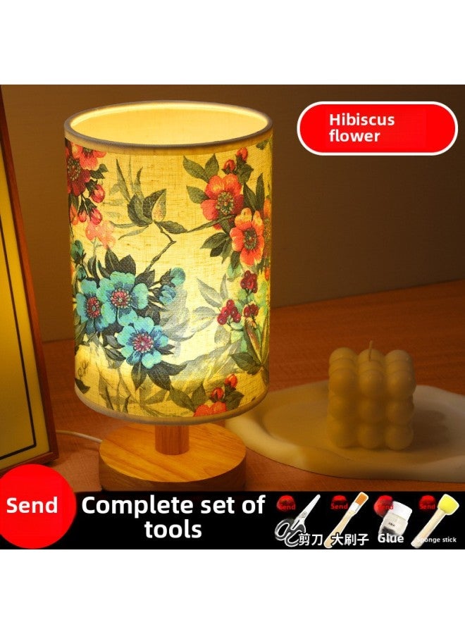 Mother's Day Gift Handmade Embossed Table Lamp DIY Material Package Dried Flower Lamp Nightlight Children's Group Building Warm-up Activities-Color:Althea (full Package)  - Image 1