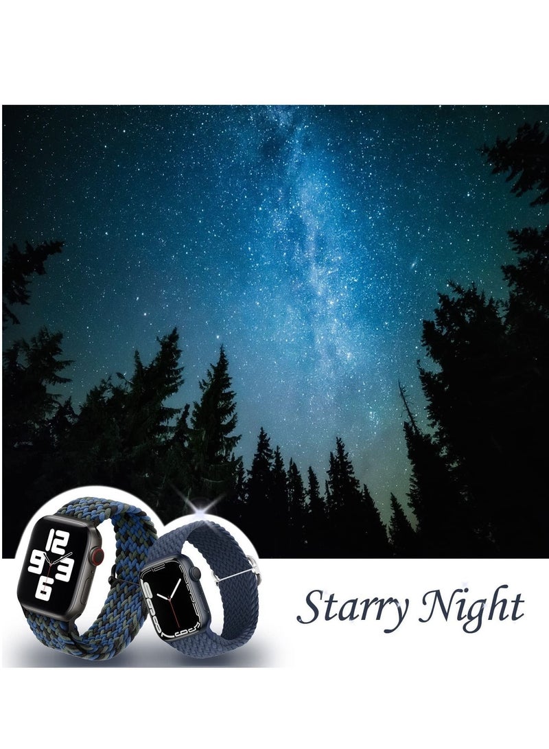 Y&D Braided Watch Bands, Stretchy Sport Wristband Compatible with iWatch 38mm 40mm 41mm 42mm 44mm 45mm, Elastic Solo Loop for Apple 7/6/SE/5/4/3/2/1, Adjustable Buckle, Women/Men, 2 Packs - Image 3