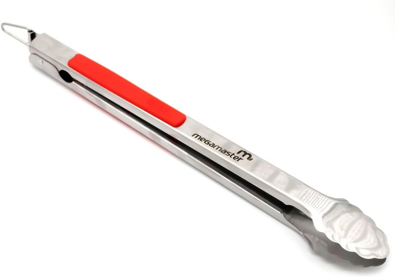 Megamaster 16" Extra-Long Stainless Steel Grill Tongs – Premium Locking BBQ Tongs for Grilling, Cooking, Barbecue, Tailgating – Easy Grip with Hanging Hook, Model 530-0103P - Image 1
