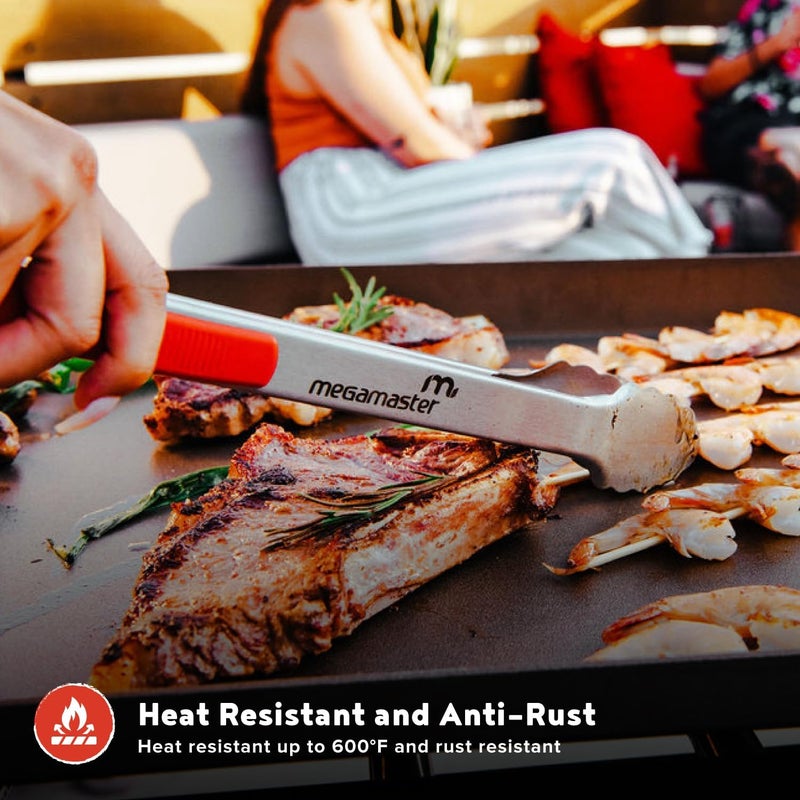 Megamaster 16" Extra-Long Stainless Steel Grill Tongs – Premium Locking BBQ Tongs for Grilling, Cooking, Barbecue, Tailgating – Easy Grip with Hanging Hook, Model 530-0103P - Image 3