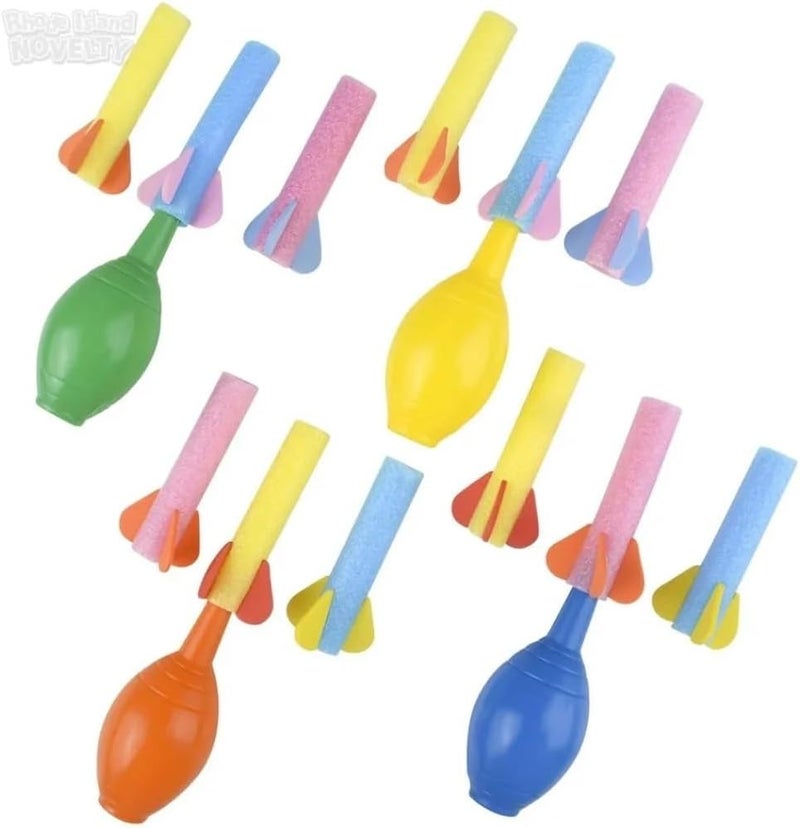 Rhode Island Novelty Foam Rocket Launcher Set of 12 - Colorful Fun for Kids - Image 1