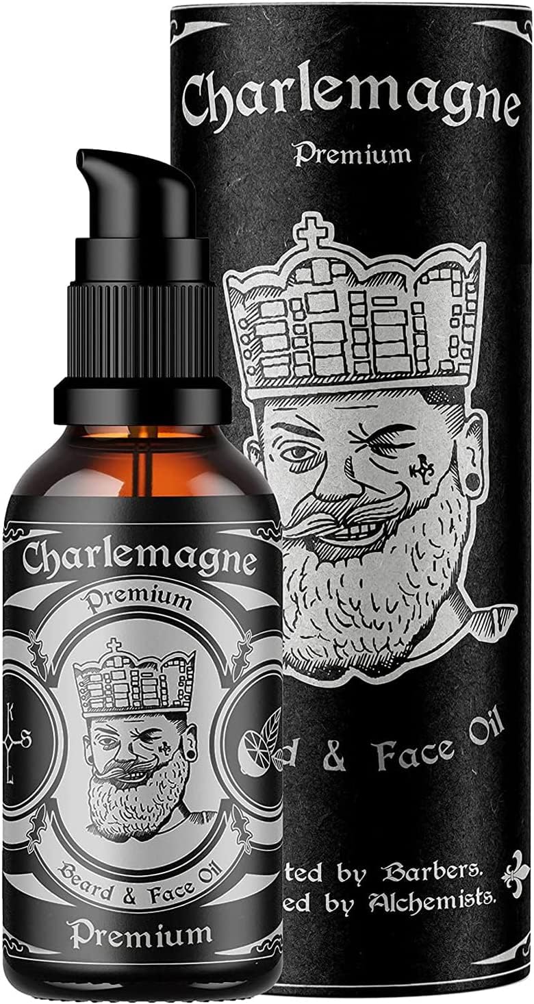 Charlemagne Beard Oil - Made in Germany & 1 Fl Oz - Helps with Hair Growth - Vegan, Mint Beard Oil Fragrance for Men with Natural Ingredients - Lime/Mint Scent