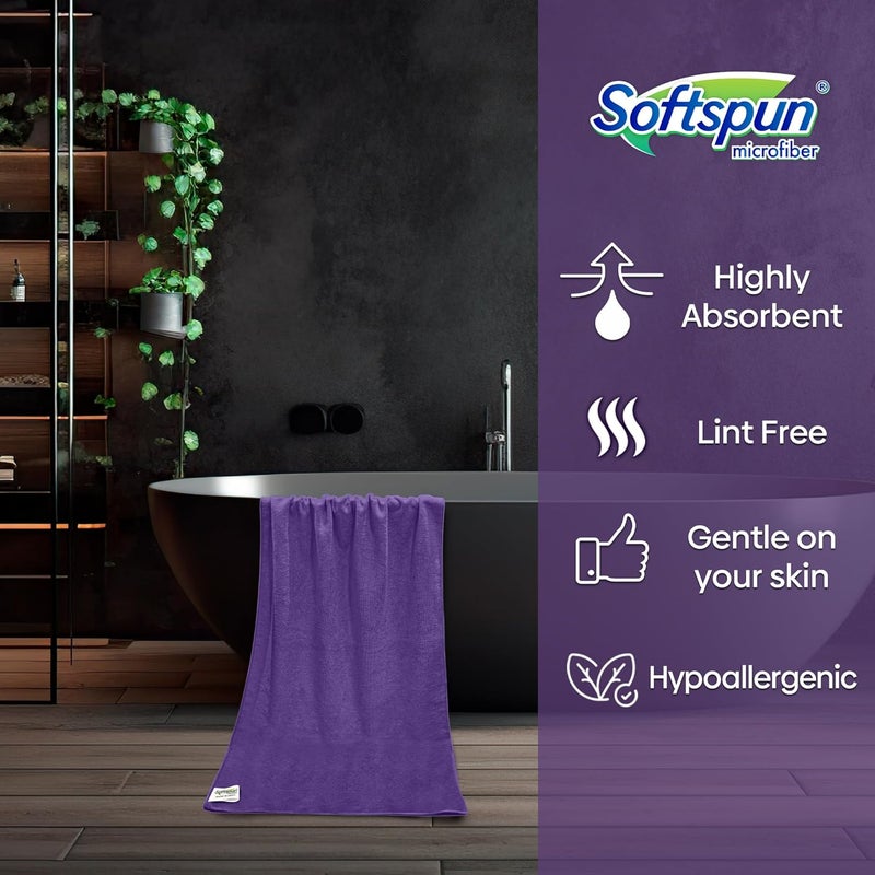 SOFTSPUN Microfiber Hair & Face Care Bath Towel 1pc 60x120cm Purple! Ultra Absorbent Super Soft & Comfortable Quick Drying for Men & Women Daily Use for Size Unisex. - Image 2