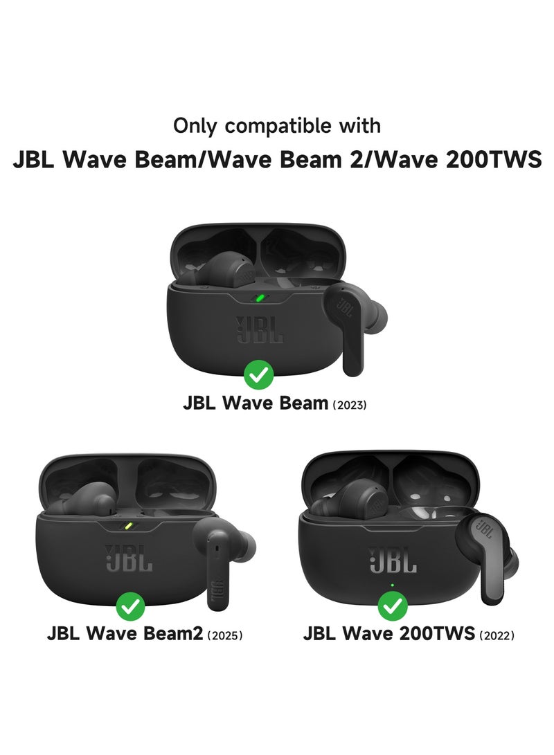 Case for JBL Wave Beam 2 / JBL Wave Beam / JBL Wave 200TWS Earbuds, Shockproof Magnetic Headphone Cover, Rugged Bumper Case with Carabiner & Cleaning Kit & Removal Tool, Black - Image 2
