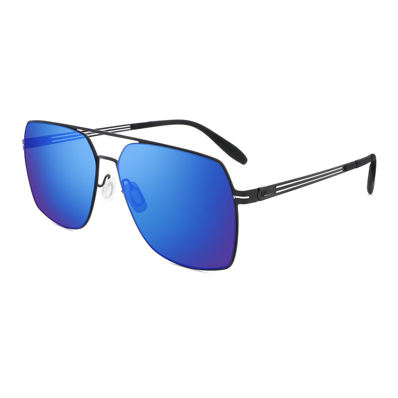 بوكيلار نظارات شمسية رجالية منتفخة من PUKCLAR، نظارات طيار، إطار من الفولاذ المقاوم للصدأ خفيف الوزن، نظارات شمسية رجعية مع حماية من الأشعة فوق البنفسجية UV400، مناسبة للقيادة، الصيد، والتخييم - Image 3