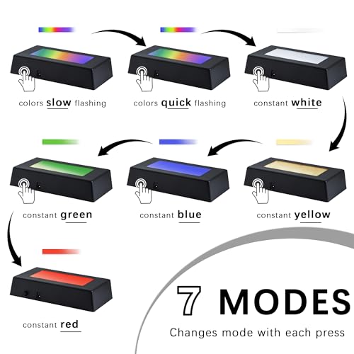 ZEERSHEE Multicolor LED Light Base Rectangle Color Changing Stand for 3D Crystal Glass Artwork Plate Flat - Image 2