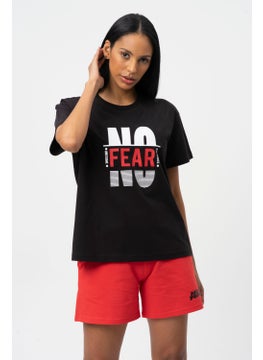 No Fear Black Printed Crew Neck Short Sleeve Women's T-shirt W50063  - Image 2
