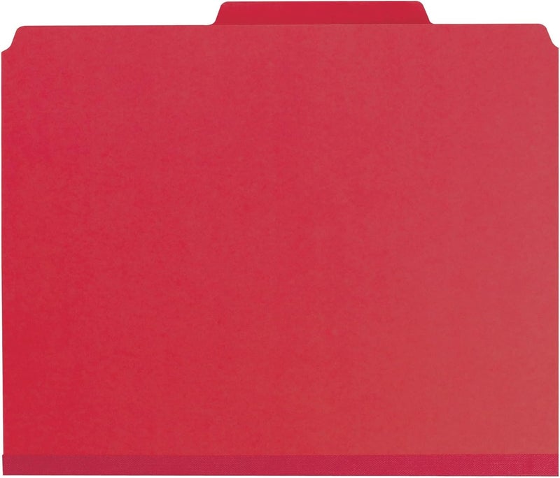 Smead Pressboard Classification File Folder with SafeSHIELD Fasteners, 3 Dividers, 3" Expansion, Letter Size, Bright Red, 10 per Box - Image 2