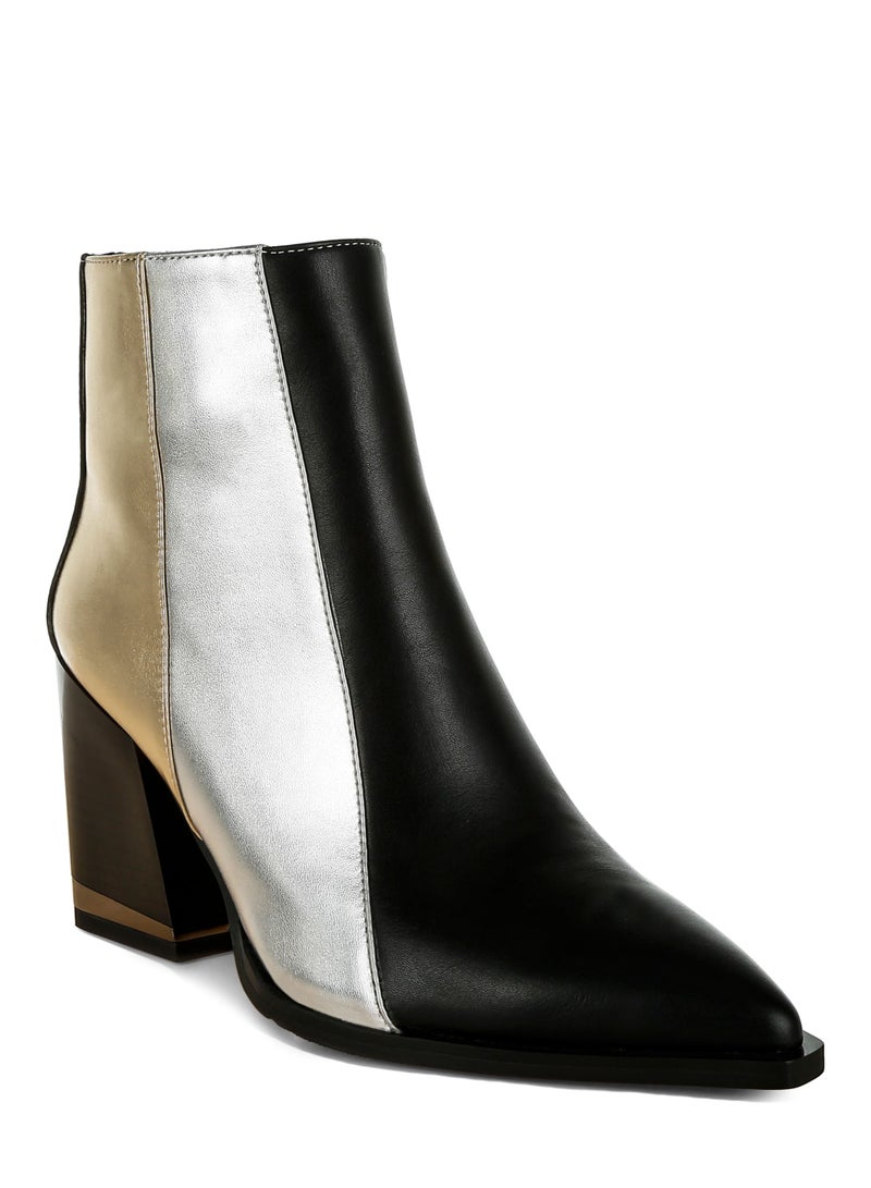 London Rag Three Tone Block Heel Boots in Black  - Image 2