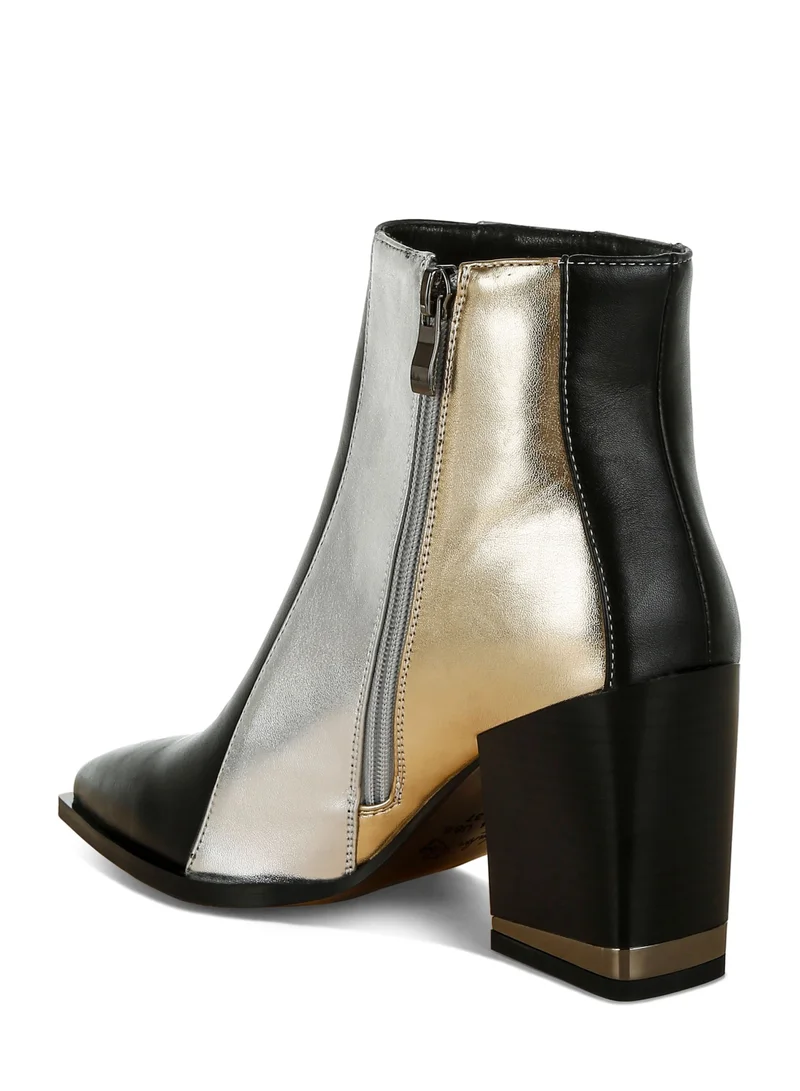 London Rag Three Tone Block Heel Boots in Black