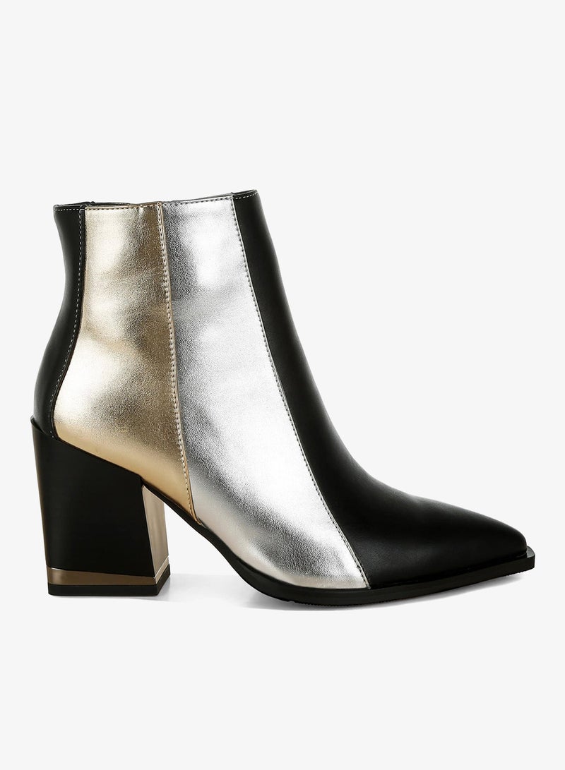 London Rag Three Tone Block Heel Boots in Black - Image 1