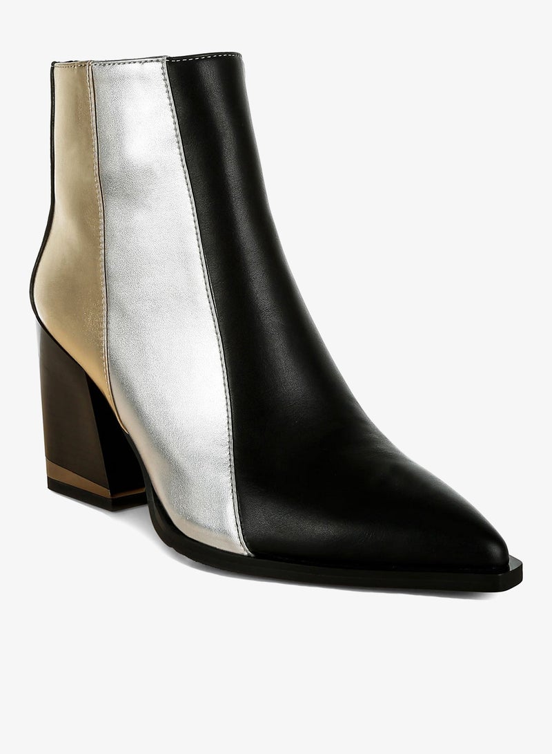 London Rag Three Tone Block Heel Boots in Black - Image 3