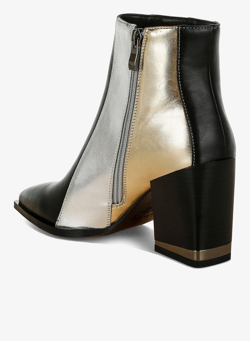 London Rag Three Tone Block Heel Boots in Black - Image 4
